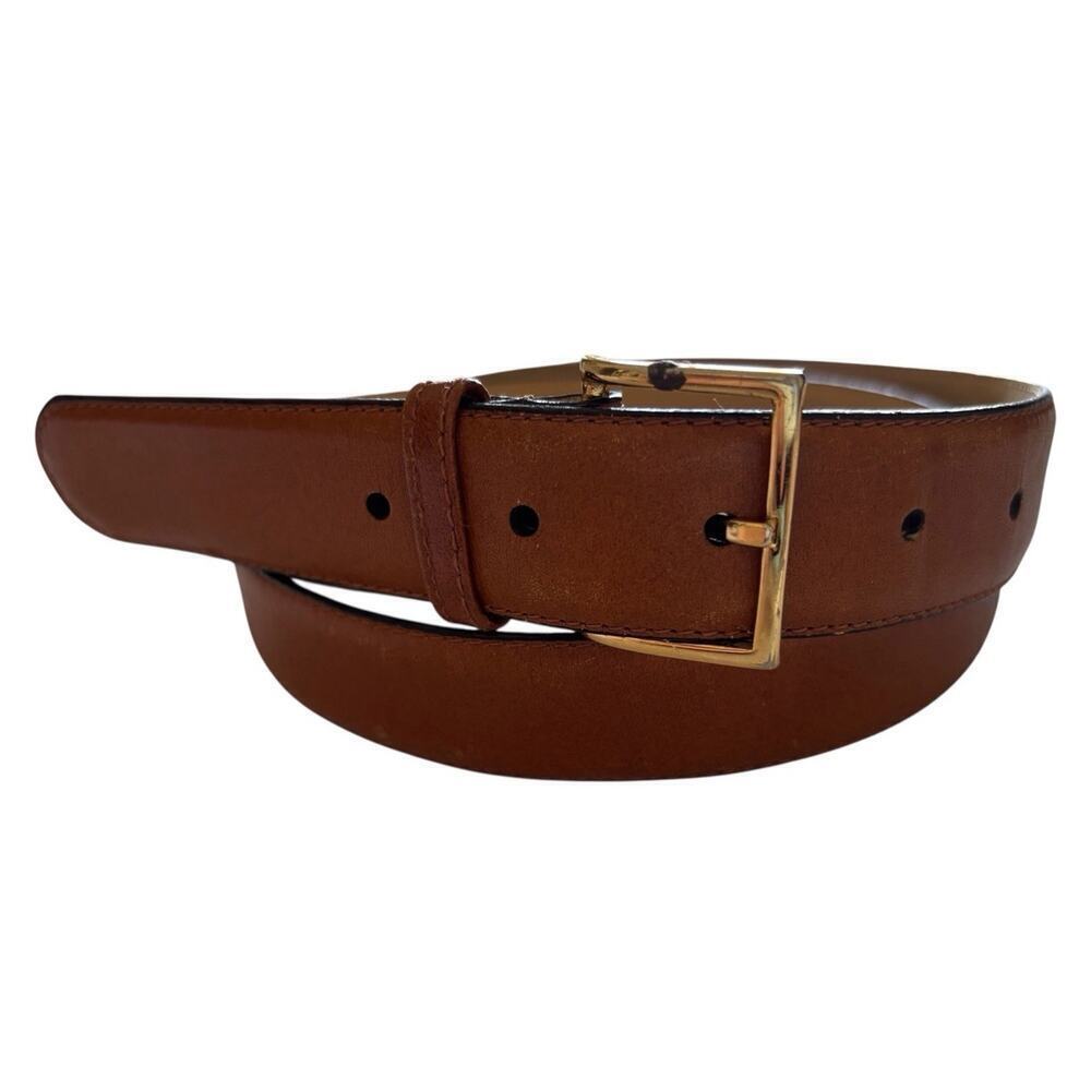 Neil Martin Brown Genuine Leather Belt Size 36 Brass Hardware EUC